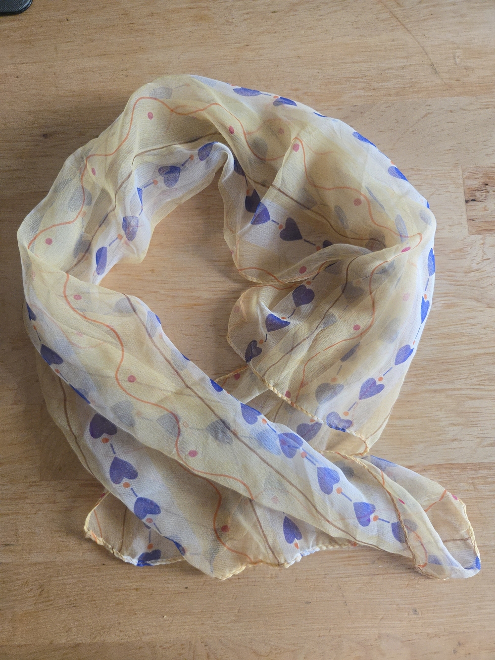 Light Yellow Heart Print Women's Scarf